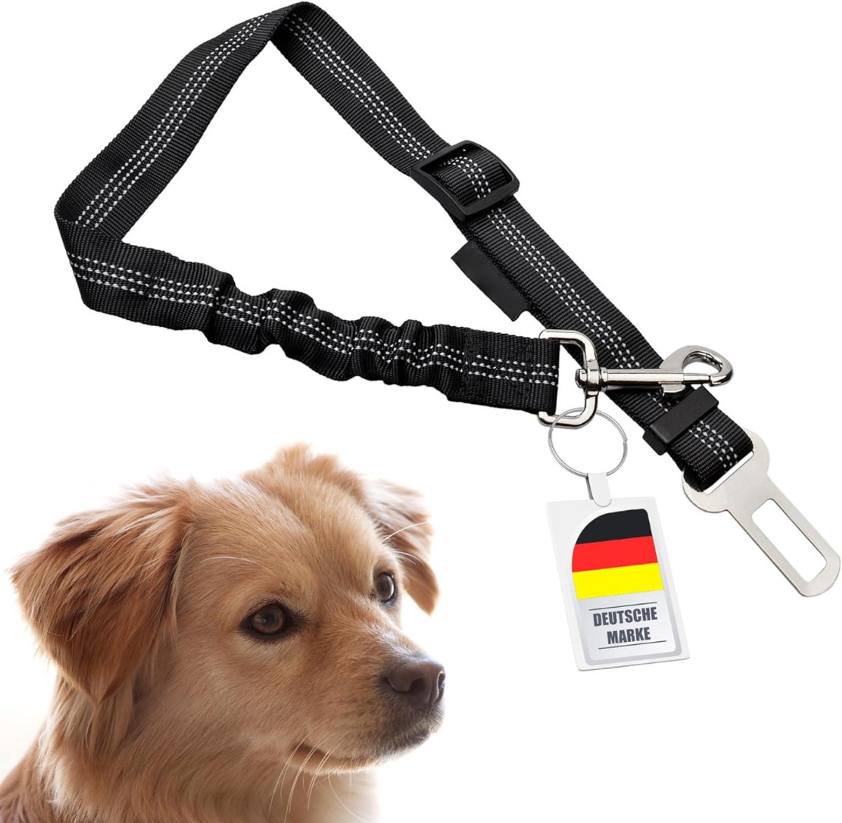 DVDSS® Honden riem auto - Honden-veiligheidsgordel - Elastisch geschikt voor alle soorten auto's en hondenrassen - Zwart