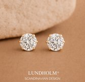 Lundholm Luxe Zirkonia Studs Oorbellen knopjes steentjes Jewellery - Oorknopjes Dames Zirkonia 5 mm - Premium Stainless Steel PVD Gold Plated - Vrouwen cadeautjes tip - my Nikki Serie