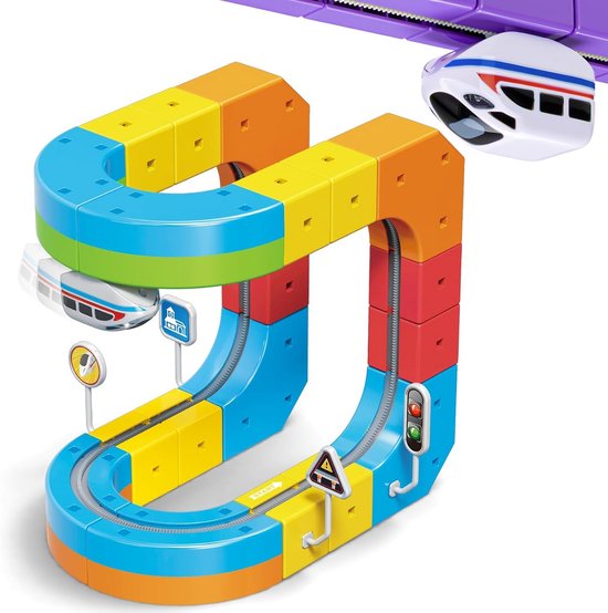 Elektrische Treinset Met Flexibele Racebaan – 88 Stuks Klikrails, Magnetisch, 3D-lay-outs, STEM-speelgoed, Zwaartekracht-tartend
