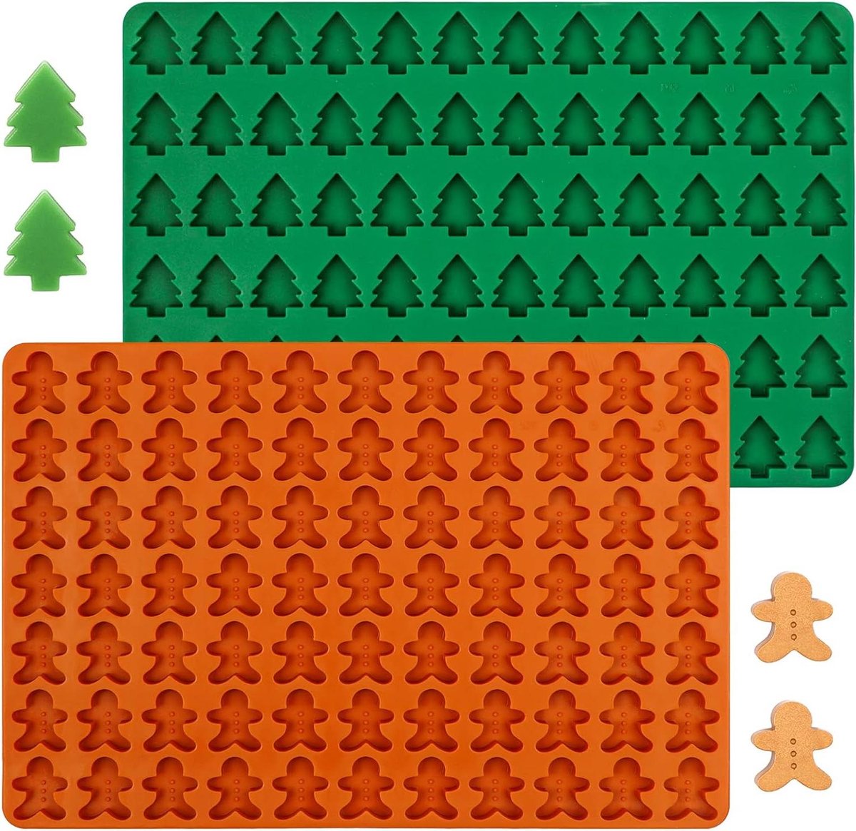 Kerst Chocoladevormen Siliconen Bakvorm Mini Kerstboom Peperkoek Man - Set van 2