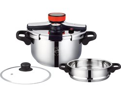 Royal Swiss® Snelkookpan – slowcooker – 4Liter – snelkookpan inductie – Pressure Cooker – stoommandje en Glazen Deksel