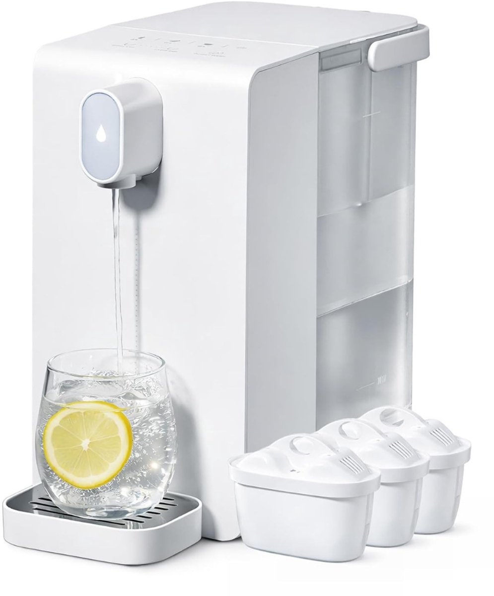 Aura® Koudwater Dispenser - Koud water - Watermachine Met Filtering en Verwarming - Waterkoeler - Watercooler - Waterdispenser - Voor Thuis of Kantoor- Wit-24cm x 14cm x 29cm