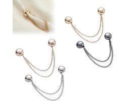 4-delige magnetische kledingclip met ketting - broekklem - broekclip - manchetclip - broekspijpclip - kleding clips - voor het vastzetten van mouwen, broeken en overhemdmanchetten - legering - goud/roségoud/zilver/antracietzwart