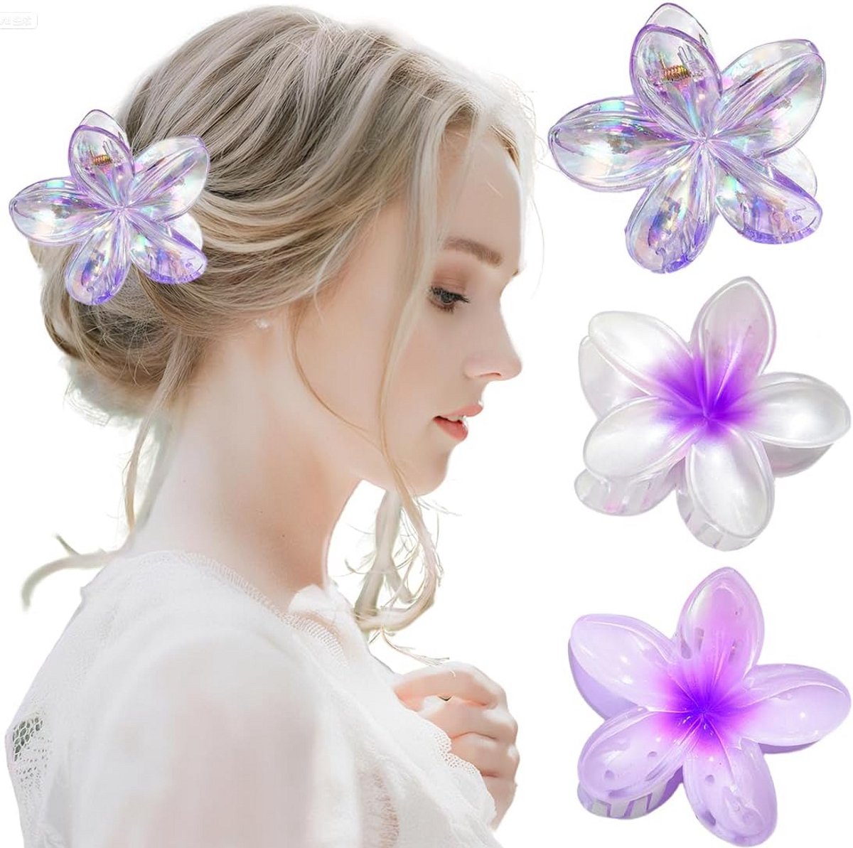 Set van 3 Elegante Bloem Haarspelden - Antislip Haaraccessoires voor Dames en Meisjes