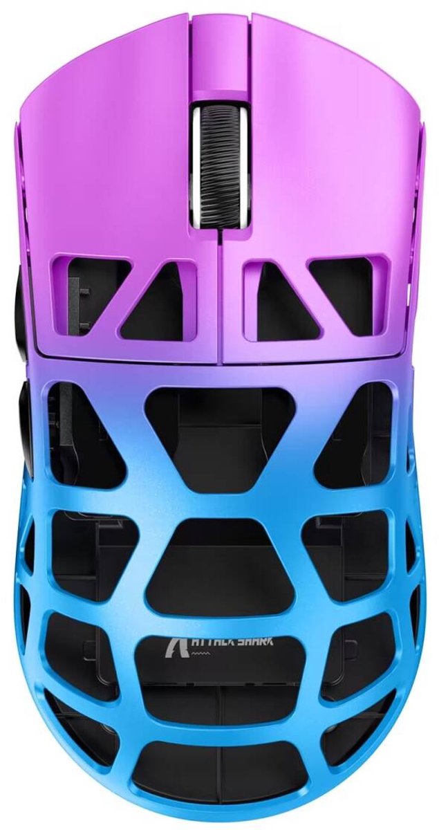 ATTACK SHARK R3 - Draadloze Gaming Muis - Magnesium Alloy - PAW3395 - Ultralichte(46g)- Wired/2.4G/BT5.1 - 26000DPI - Paarse gradiënt