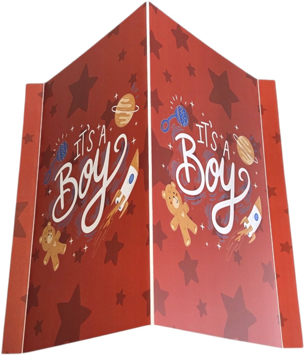 Geboortebord/ Raambord/ babybord | "It's a boy!" | 100 x 70 cm | Het is een jongen | Baby | Geboorte | Aankondiging | Kanaalplaat | V-bord | Inclusief sterke dubbelzijdige tape | 1 stuk