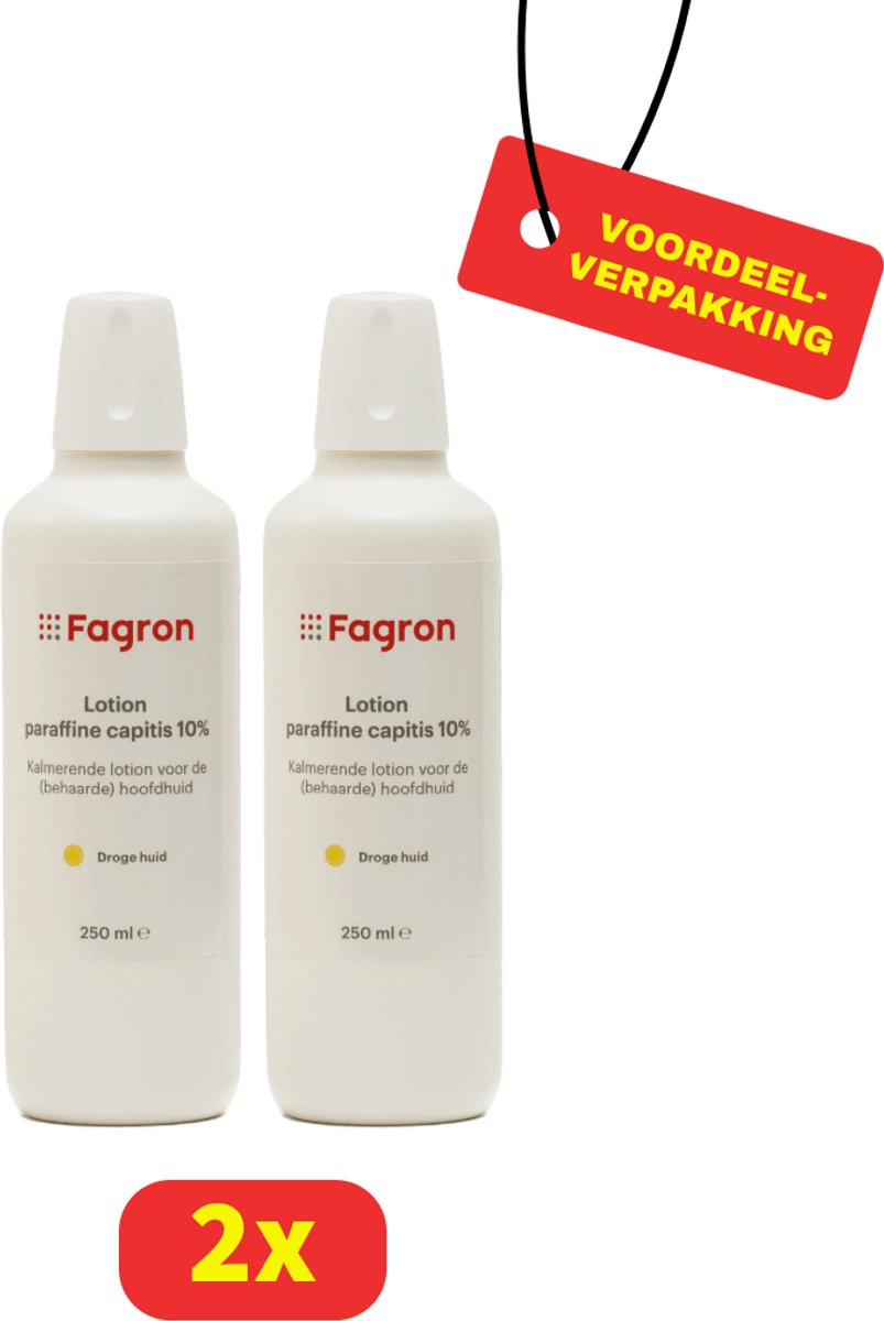 Fagron Lotion paraffine Capitis 10% - Hoofdlotion - Voor Schilferige en Geprikkelde Hoofdhuid - 2 x 250ml - Voordeelverpakking