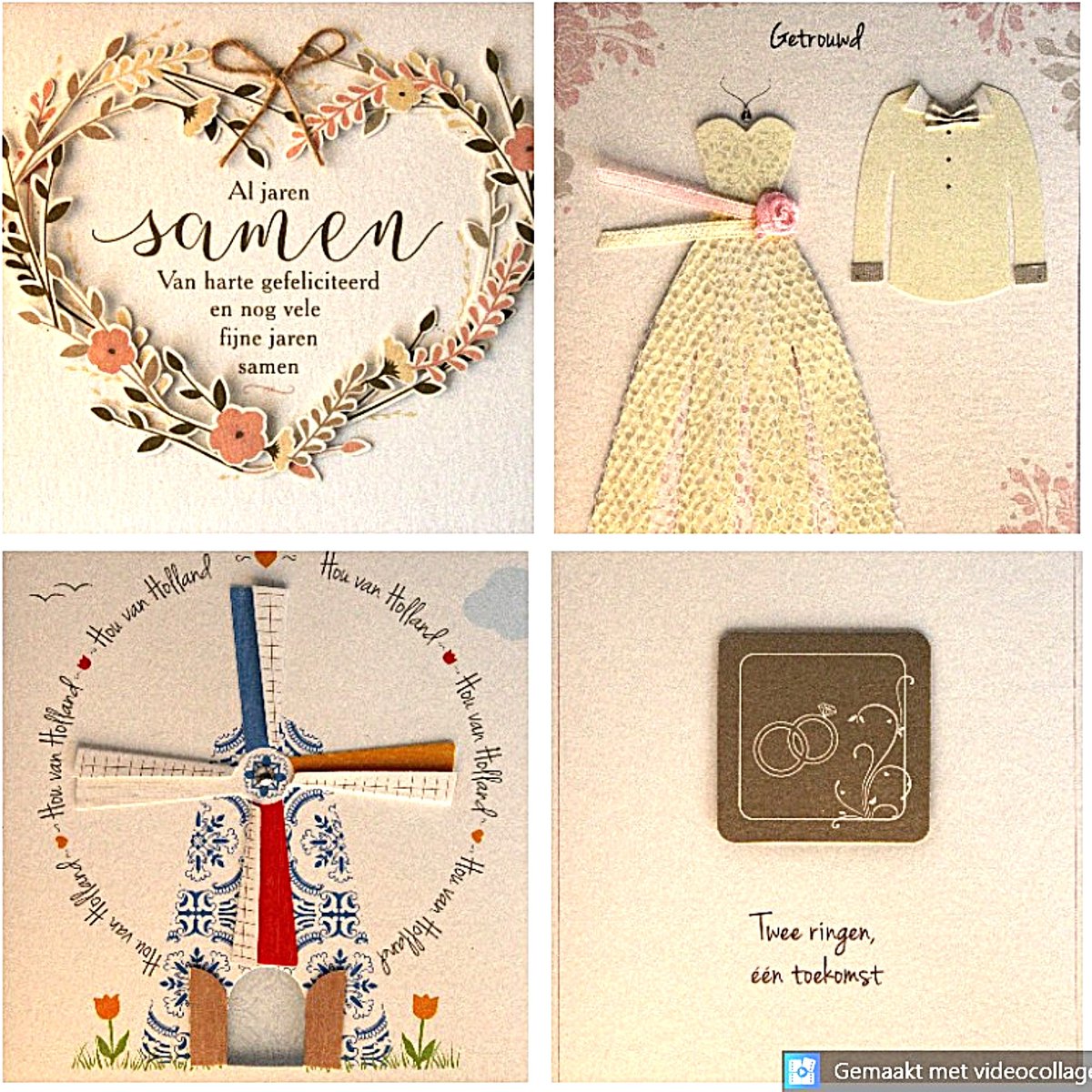 4 Luxe Wenskaarten Paperclip Paperwork Huwelijk - Kaart - Getrouwd - Samen - Huwelijkskaart - Wenskaart Set - 4 Motieven - Greeting Card - Grusskarte - Carte De Vœux - Dubbele Kaart - Rechthoek - Met Envelop - 15x12cm - Gratis Verzonden