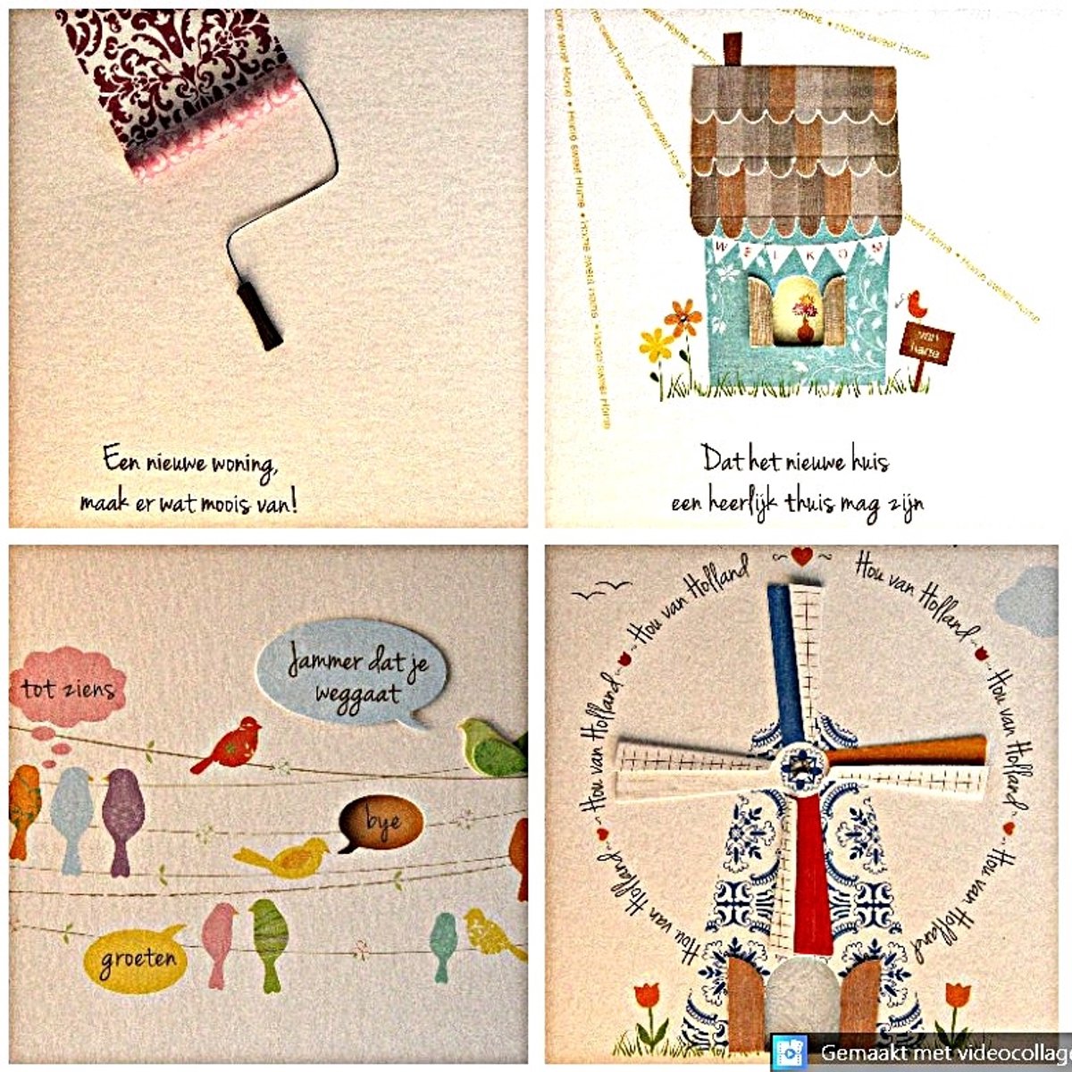 4 Luxe Wenskaarten Paperclip Paperwork Nieuwe Woning Afscheid - Kaart - Nieuw Huis - Tot Ziens - Groeten - Wenskaart Set - 4 Motieven - Greeting Card - Grusskarte - Carte De Vœux - Dubbele Kaart - Rechthoek - Met Envelop - 15x12cm - Gratis Verzonden