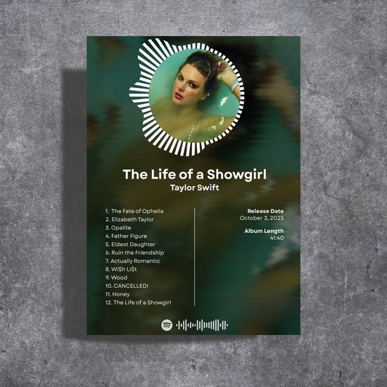 Taylor Swift - The Life of a Showgirl - Metalen Poster 30x40cm - album ...