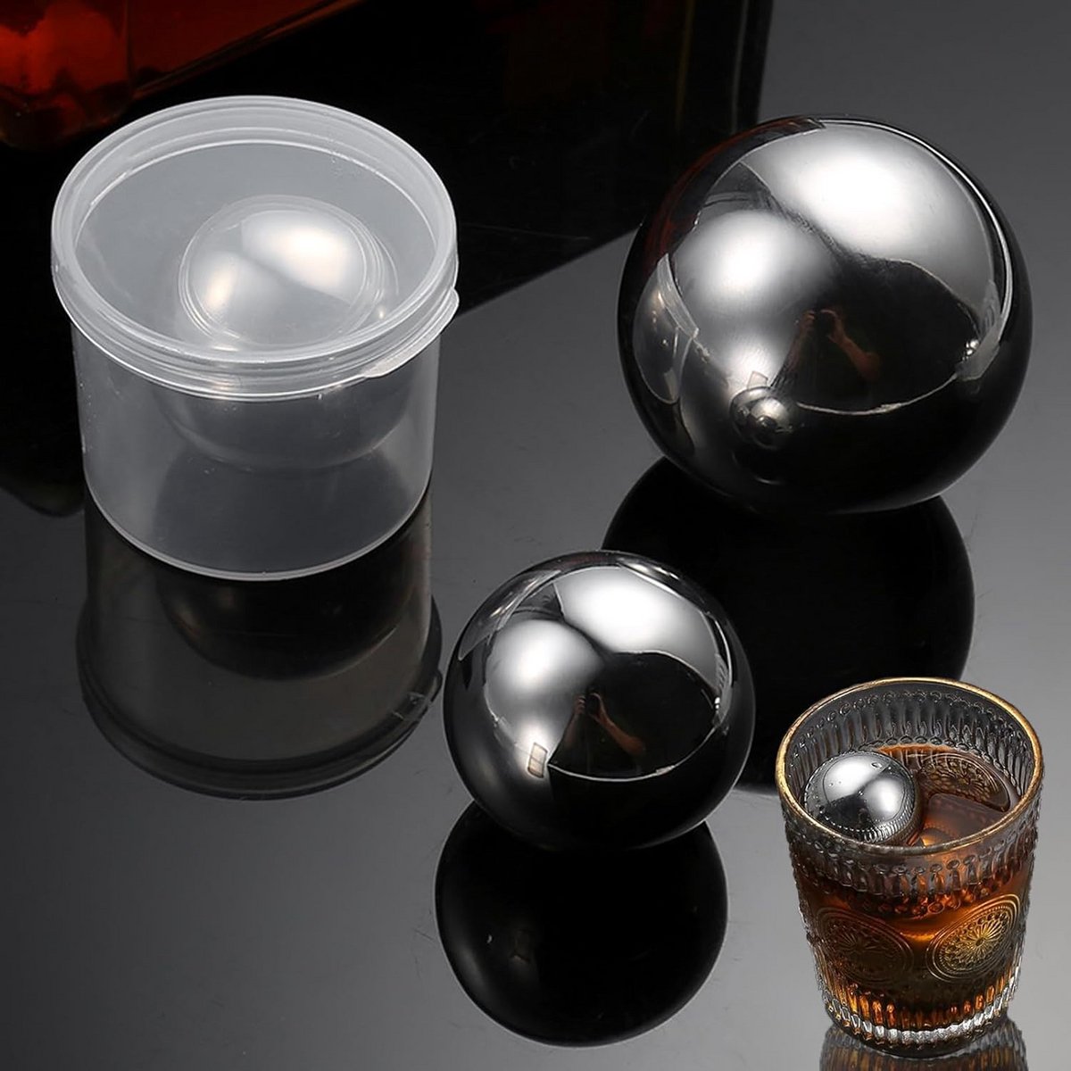 Herbruikbare Metalen Ijscoejes Set van 2 voor Whiskey en Dranken