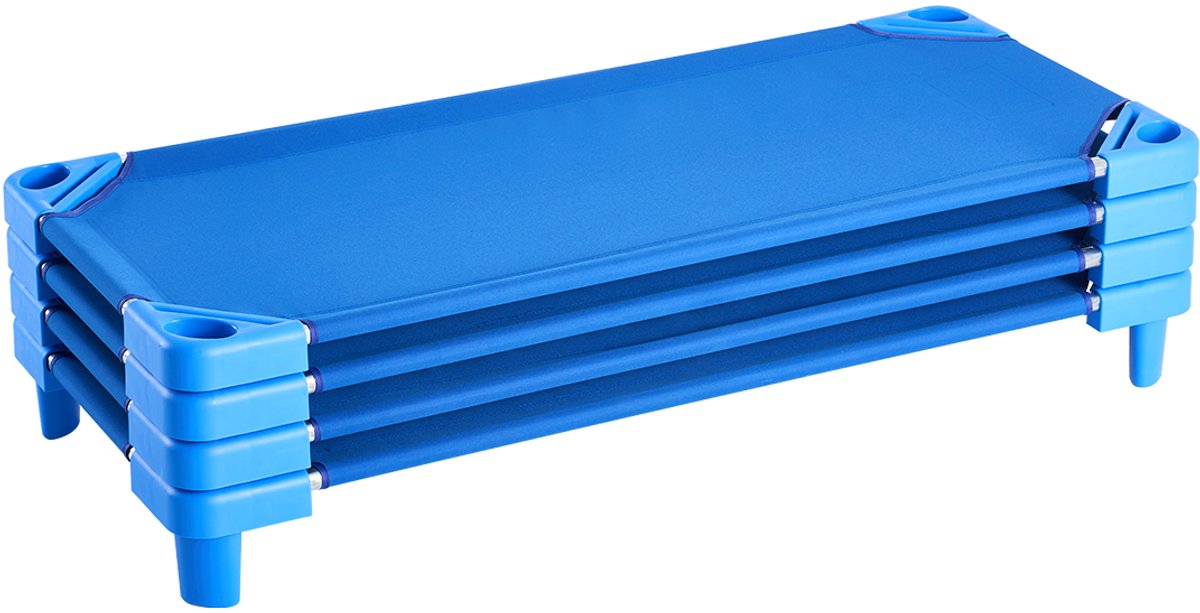 Vevor Stapelbaar Kinderbed Slaapbed Blauw 4-Delig 130x57x15cm Kinderligstoel