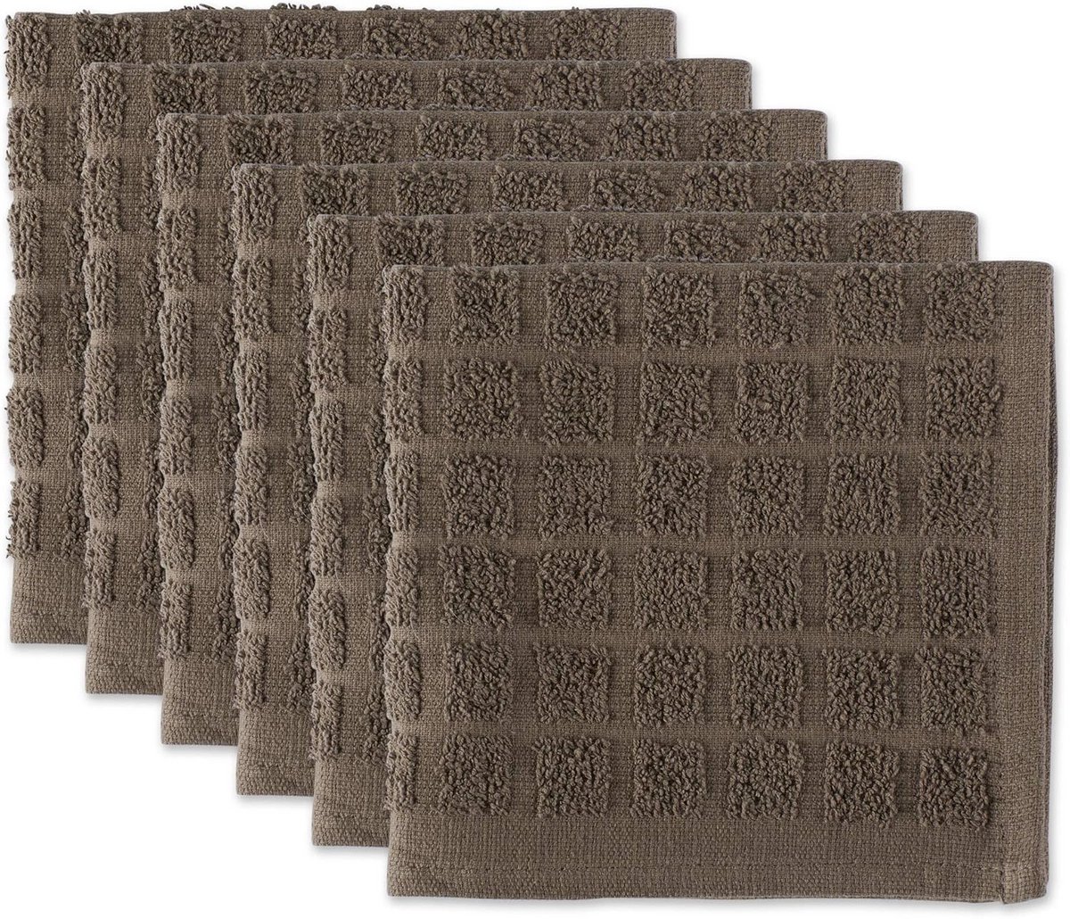 Set van 12 Grote Katoenen Vaatdoeken - Absorberend en Pluisvrij - Bruin Ruitpatroon