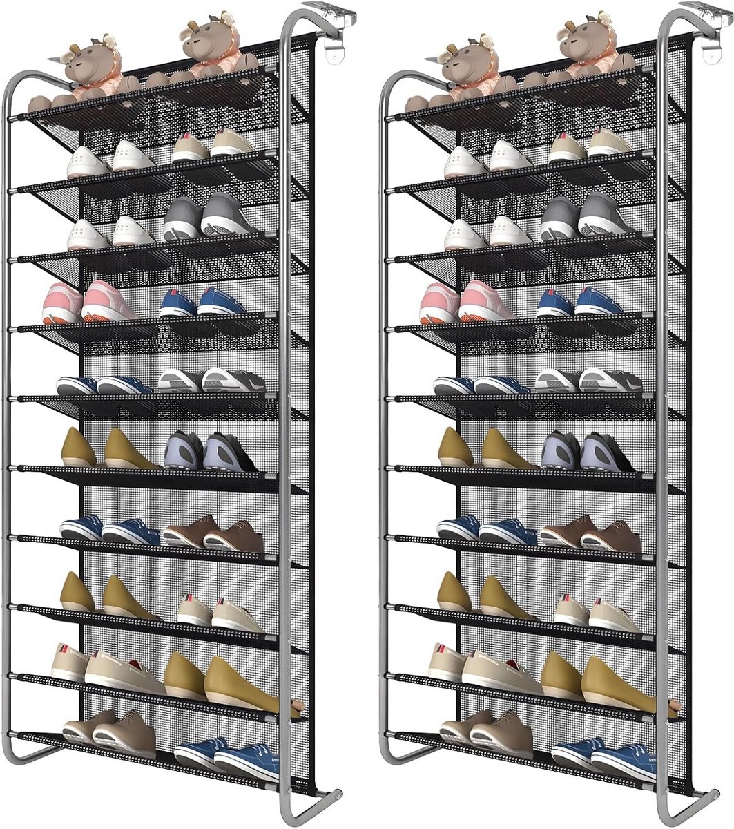 2-Pack Verstelbare Deurkast Schoenorganizer met 10 Lagen
