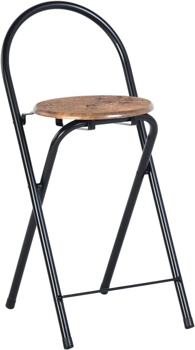 Inklapbare Barkruk met Rugleuning - Zithoogte 55,5 cm - Draagbaar en Montagevrij