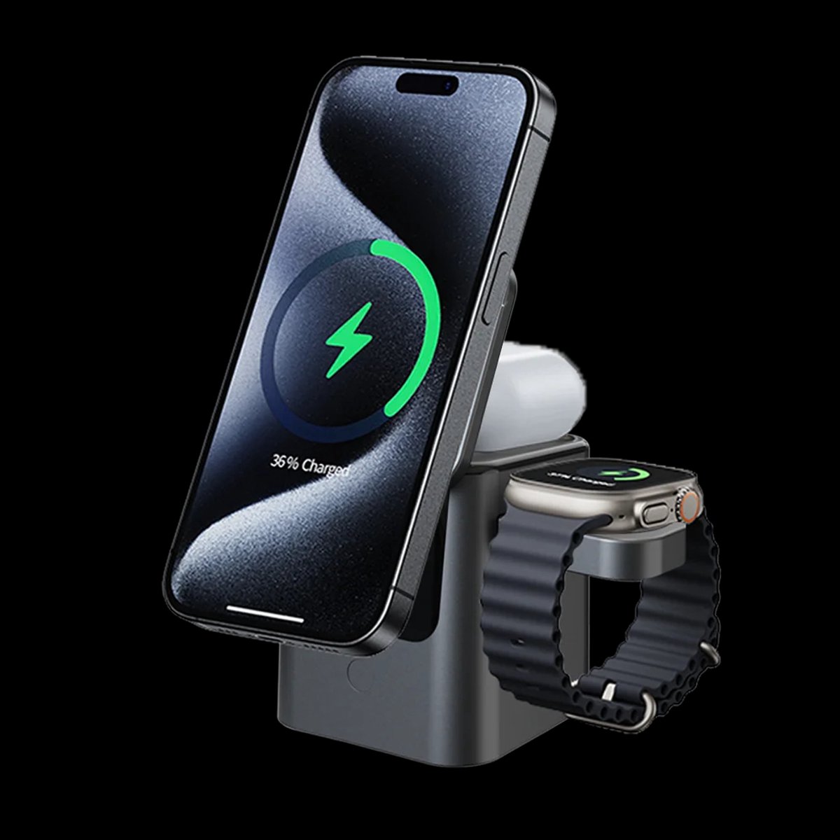 Xcruiser PowerSync Trio – Universele 3-in-1 Draadloze Oplader voor iPhone & Samsung – Snelladen Dock
