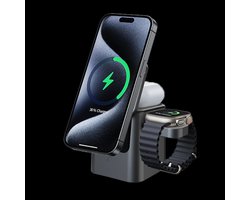 Xcruiser PowerSync Trio – Universele 3-in-1 Draadloze Oplader voor iPhone & Samsung – Snelladen Dock