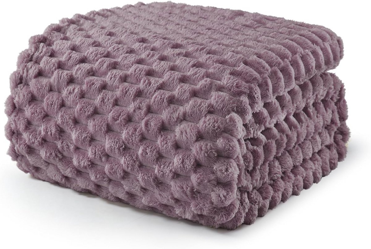 Tweepersoons Fleece Deken Jacquard Velours 152 x 203 cm Grijsviolet