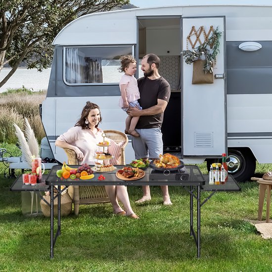 ACXIN Klapbare Kampeertafel - 120x60x55cm - Metaalgaasplaat - Licht & Draagbaar - Buiten Grilltafel Tuintafel — afbeelding 2