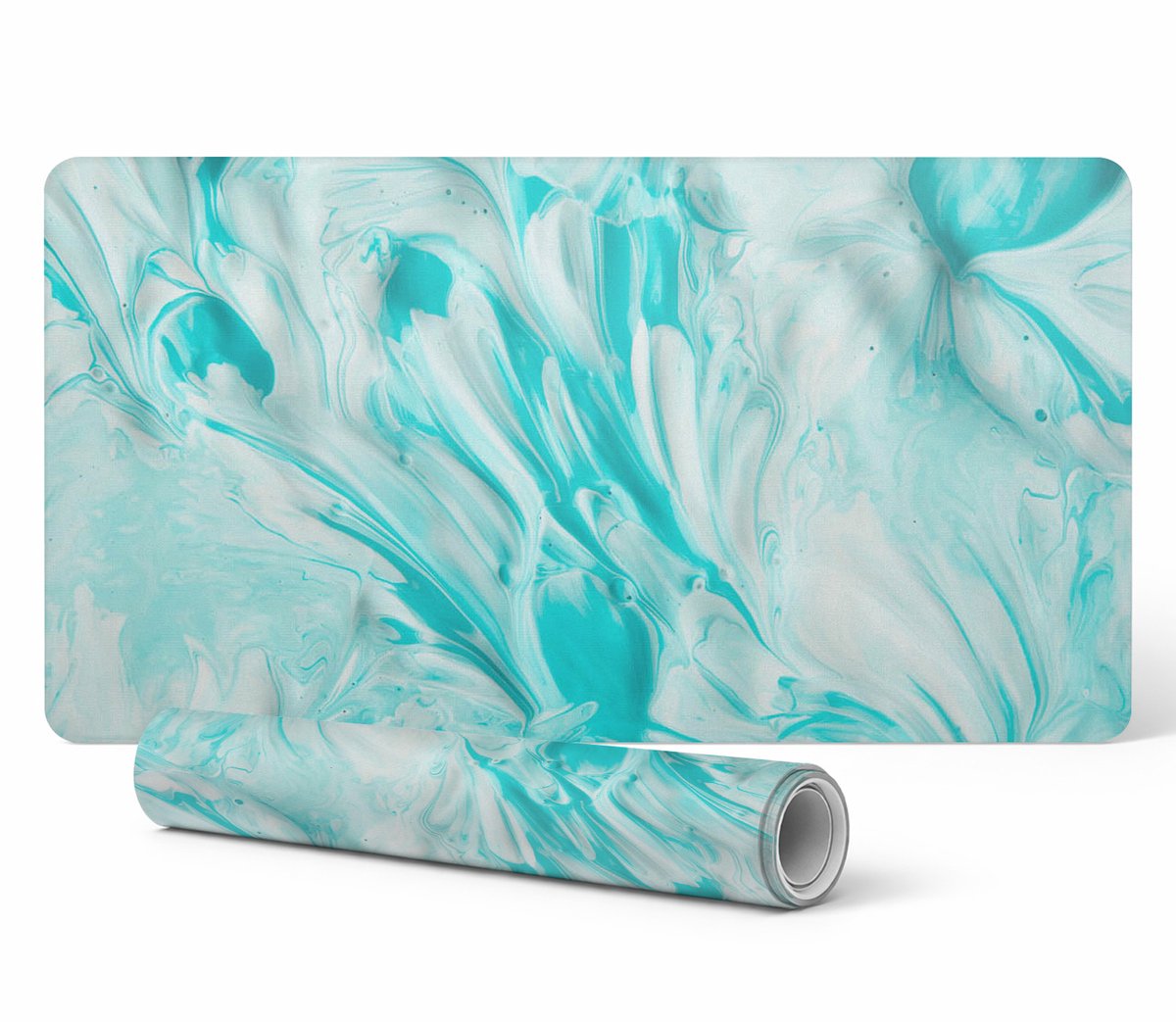 Moderne vinyl toetsenbordmat in pastelkleuren met abstracte werveling, 100x50 cm