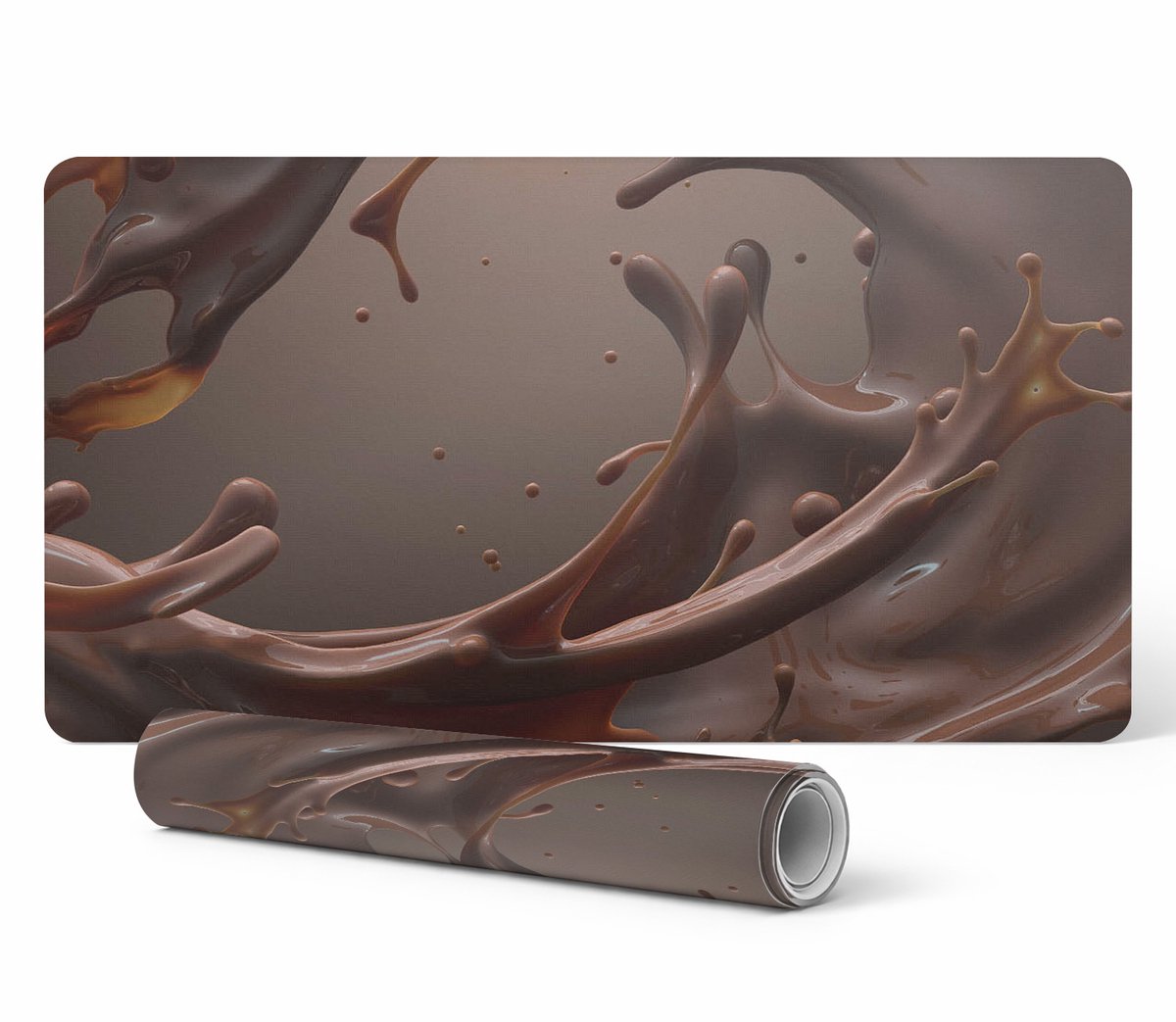 Antislip gaming bureaumat van vinyl, chocoladekleurige golfprint, 100x50 cm