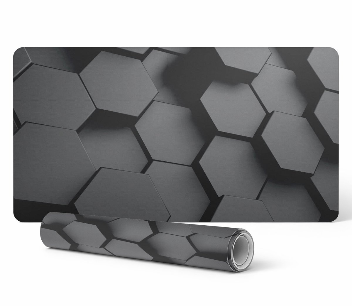 Moderne vinyl toetsenbordmat met geometrische zeshoeken, 120x60 cm