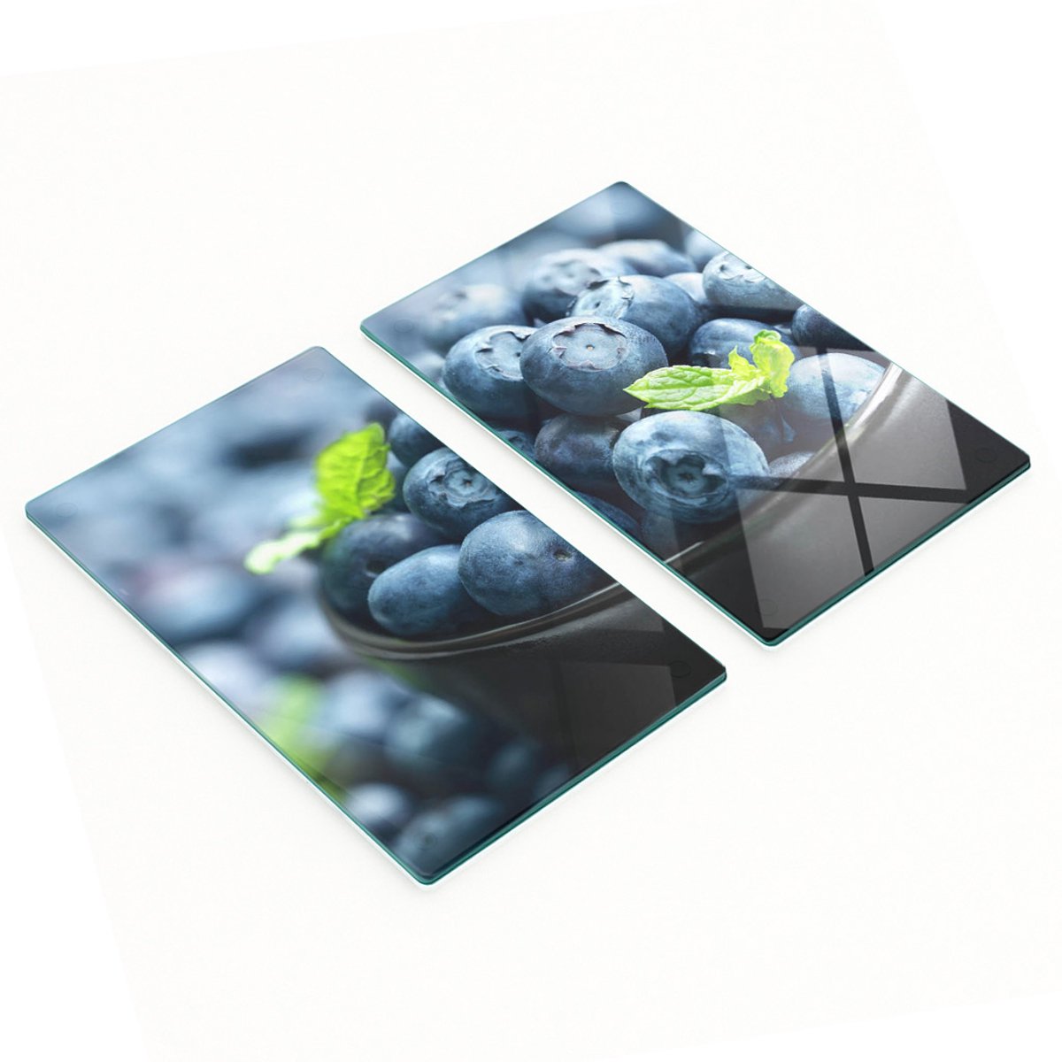 Multifunctionele decoratieve glazen borden met bosbessenprint 2x30x52 cm