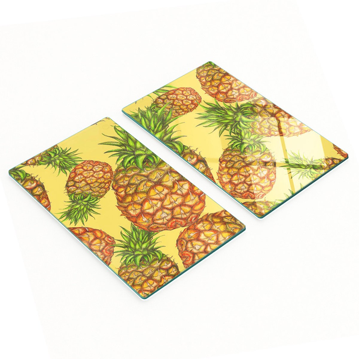 Multifunctionele decoratieve glazen borden met ananasprint 2x30x52 cm