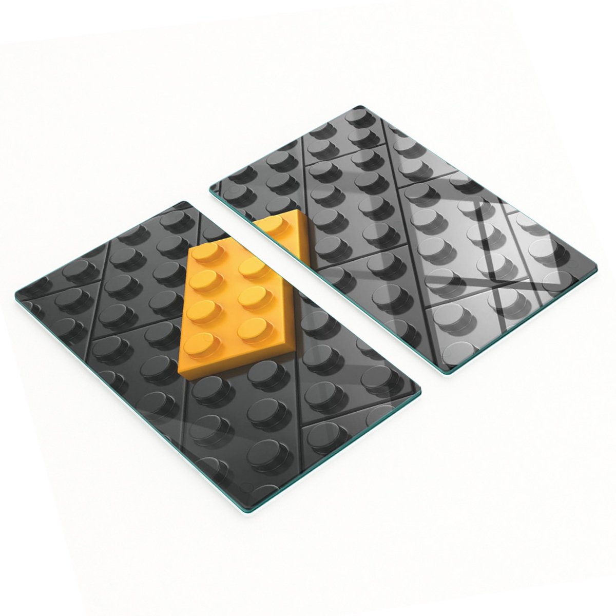 Glazen serveerplanken met Lego-steentjesmotief, 2x30x52 cm
