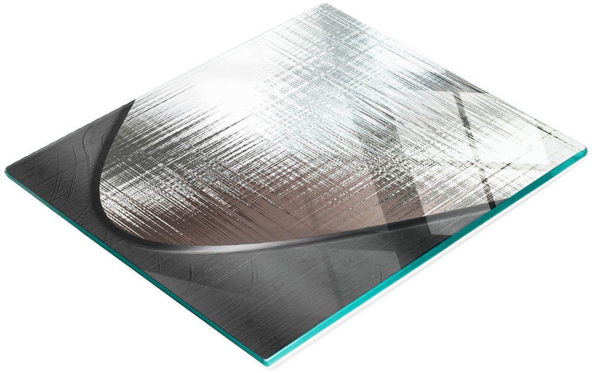 Decoratieve glazen snij- en serveerplank, abstract metaal, 60x52 cm