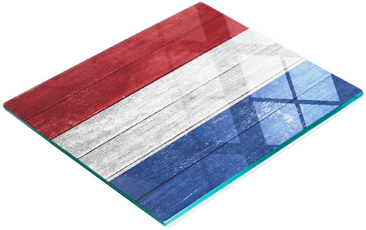 Decoratieve snijplank van gehard glas met Nederlandse vlag, 60x52 cm