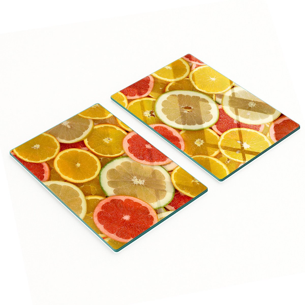 Stijlvolle en duurzame glazen snijplanken met citrusvruchtenprint, 2x40x52 cm