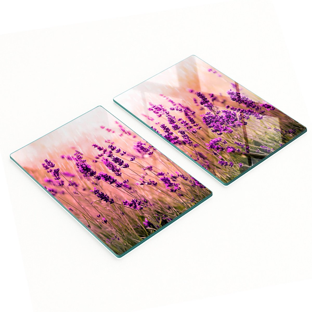 Multifunctionele decoratieve glazen borden met lavendelprint 2x40x52 cm