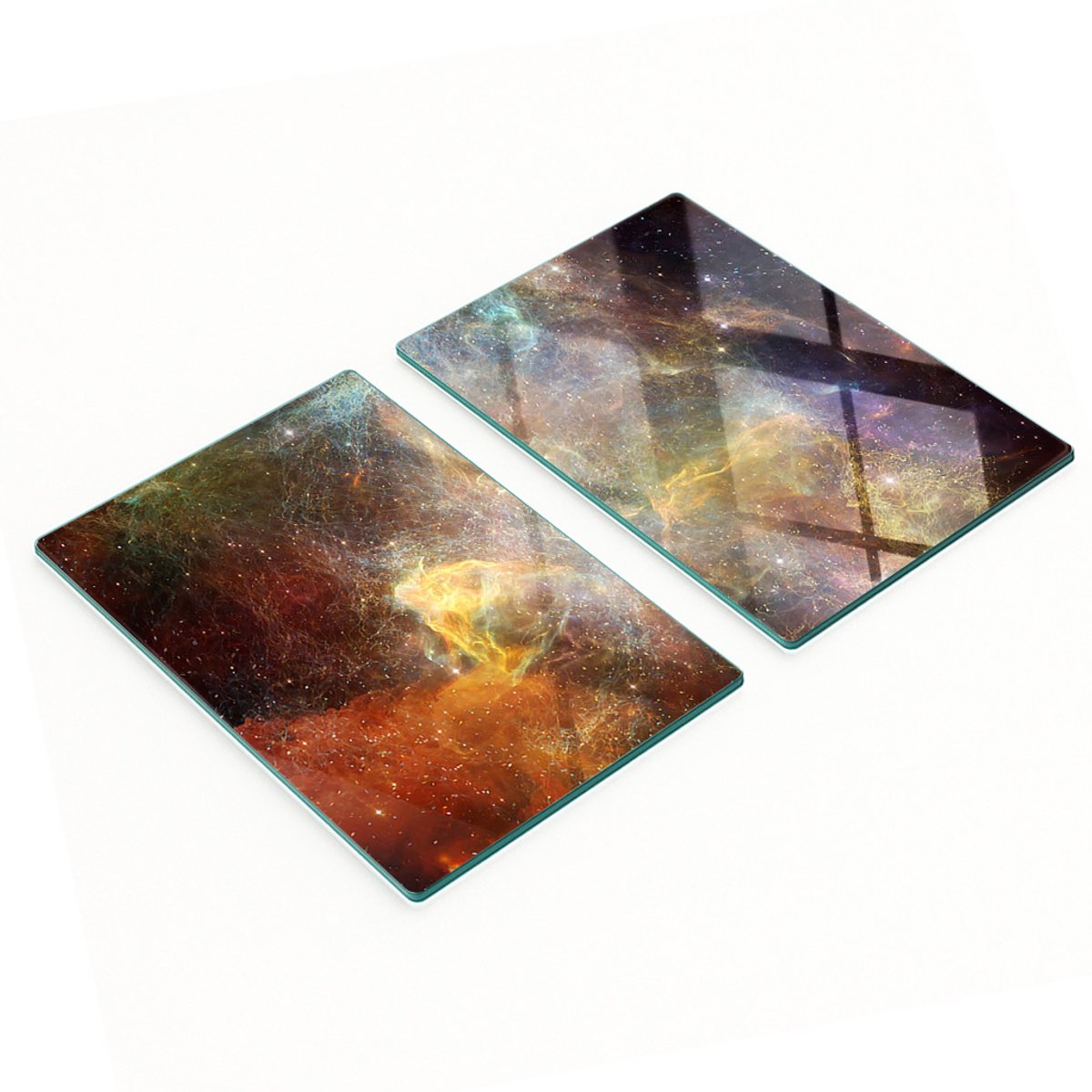 Set van snijplanken van gehard glas met een kosmospatroon, 2x40x52 cm