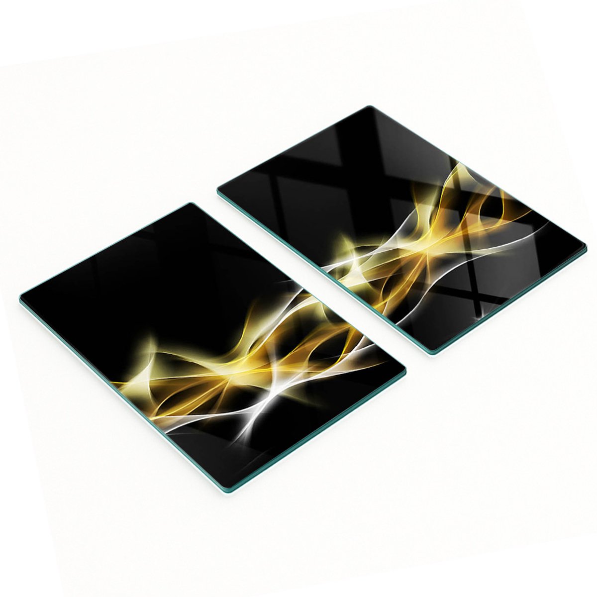 Set van twee glazen keukenplanken met abstract design, lichteffect, 2x40x52 cm