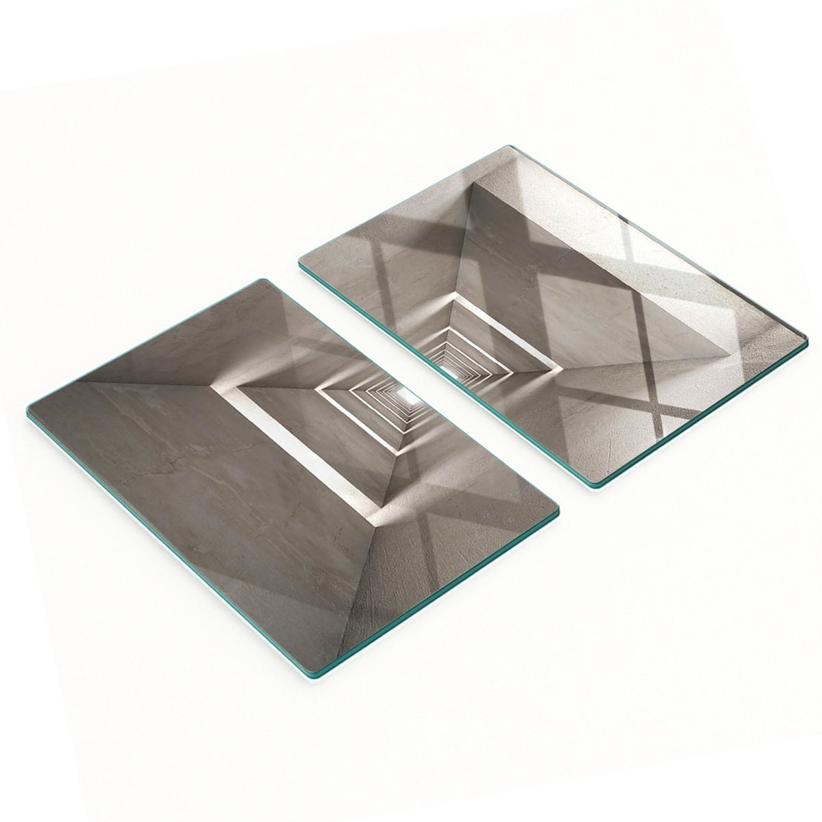 Set van gehard glazen keukenplanken met betonprint, 2x40x52 cm