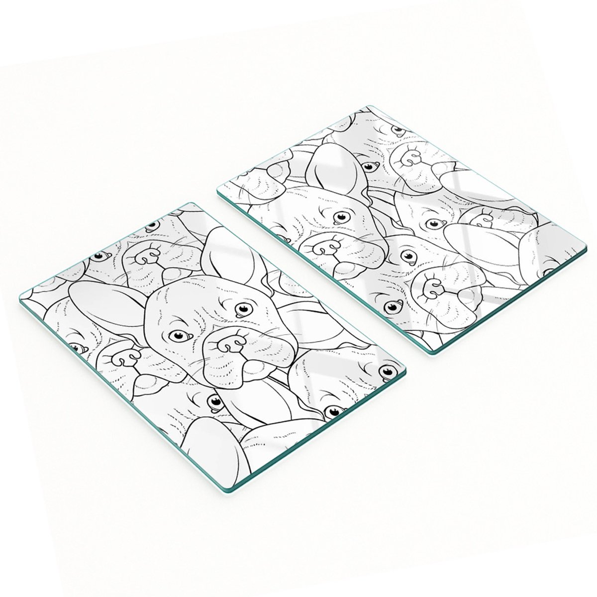 Multifunctionele decoratieve glazen borden met bulldogprint 2x40x52 cm
