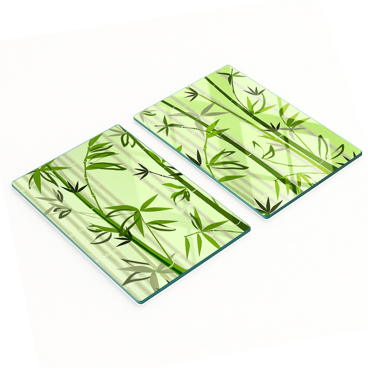 Set van gehard glazen keukenplanken met bamboe-afbeeldingen, 2x40x52 cm