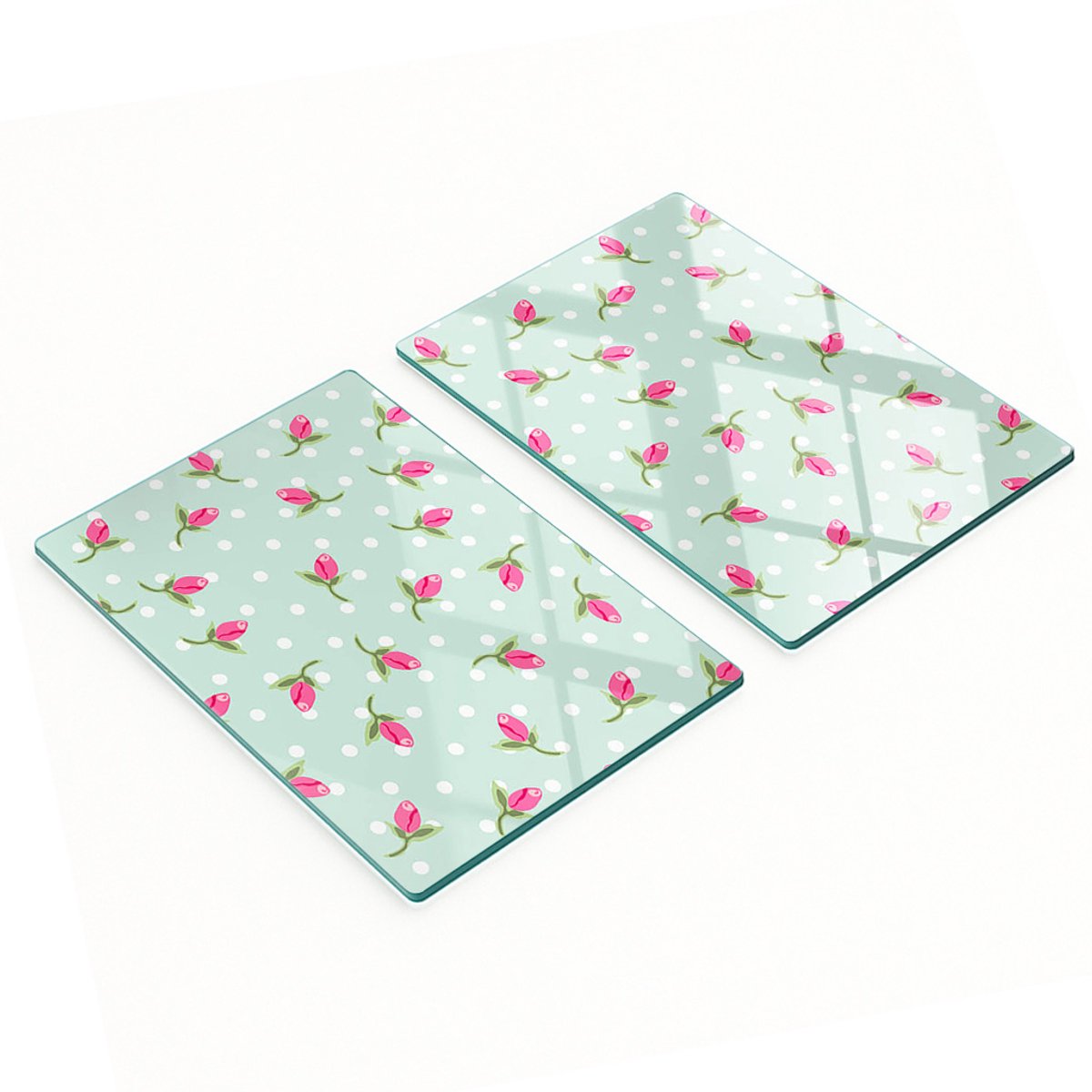 Multifunctionele decoratieve keukenplanken van gehard glas met rozenmotief, 2x40x52 cm