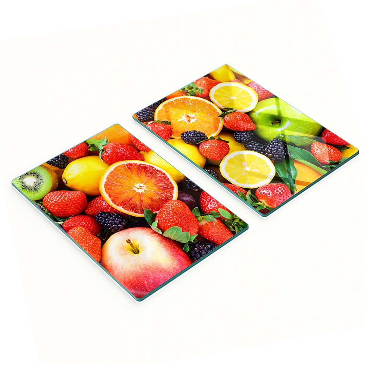 Decoratieve glazen snijplanken voor in de keuken, kleurrijk fruit, 2x40x52 cm