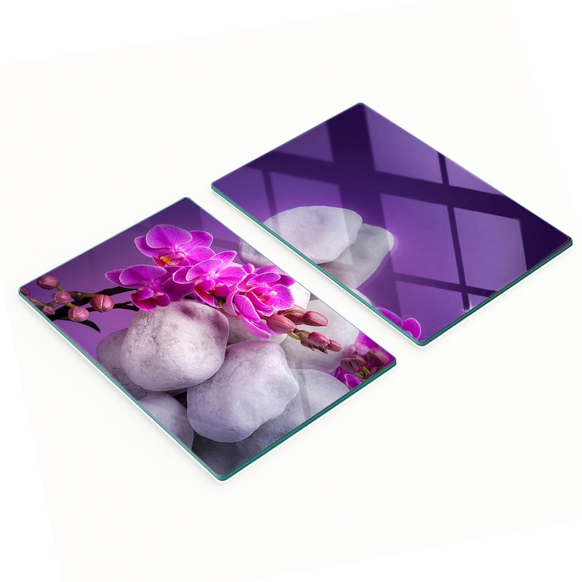 Multifunctionele decoratieve glazen borden met orchideeënprint 2x40x52 cm