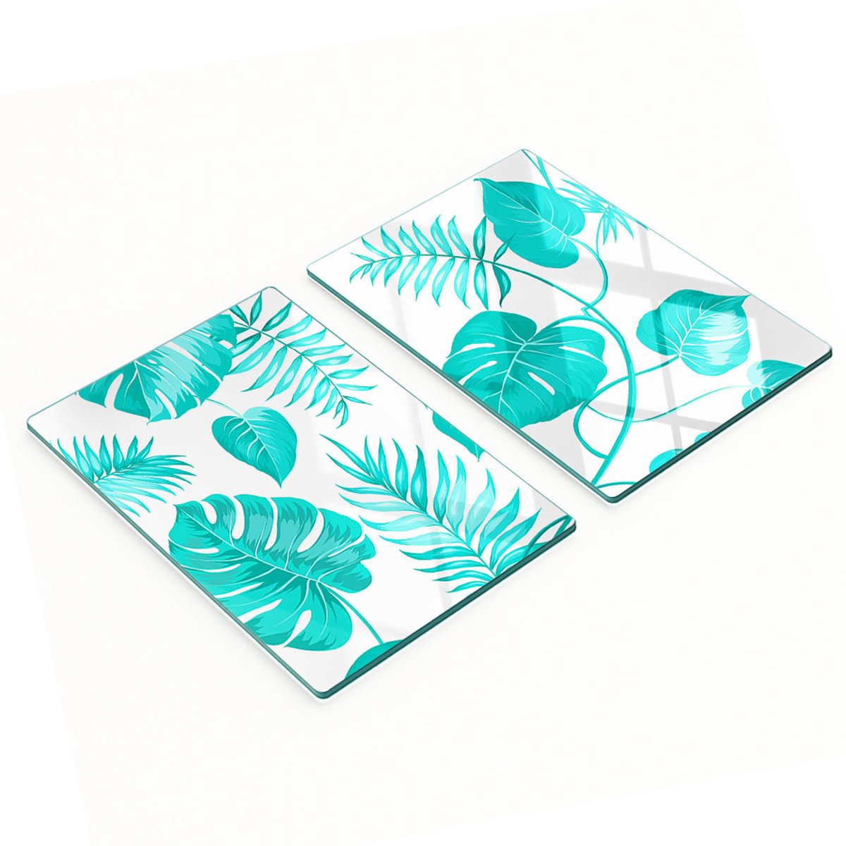 Keukenplanken van gehard glas met tropische bladerenmotief, 2x40x52 cm