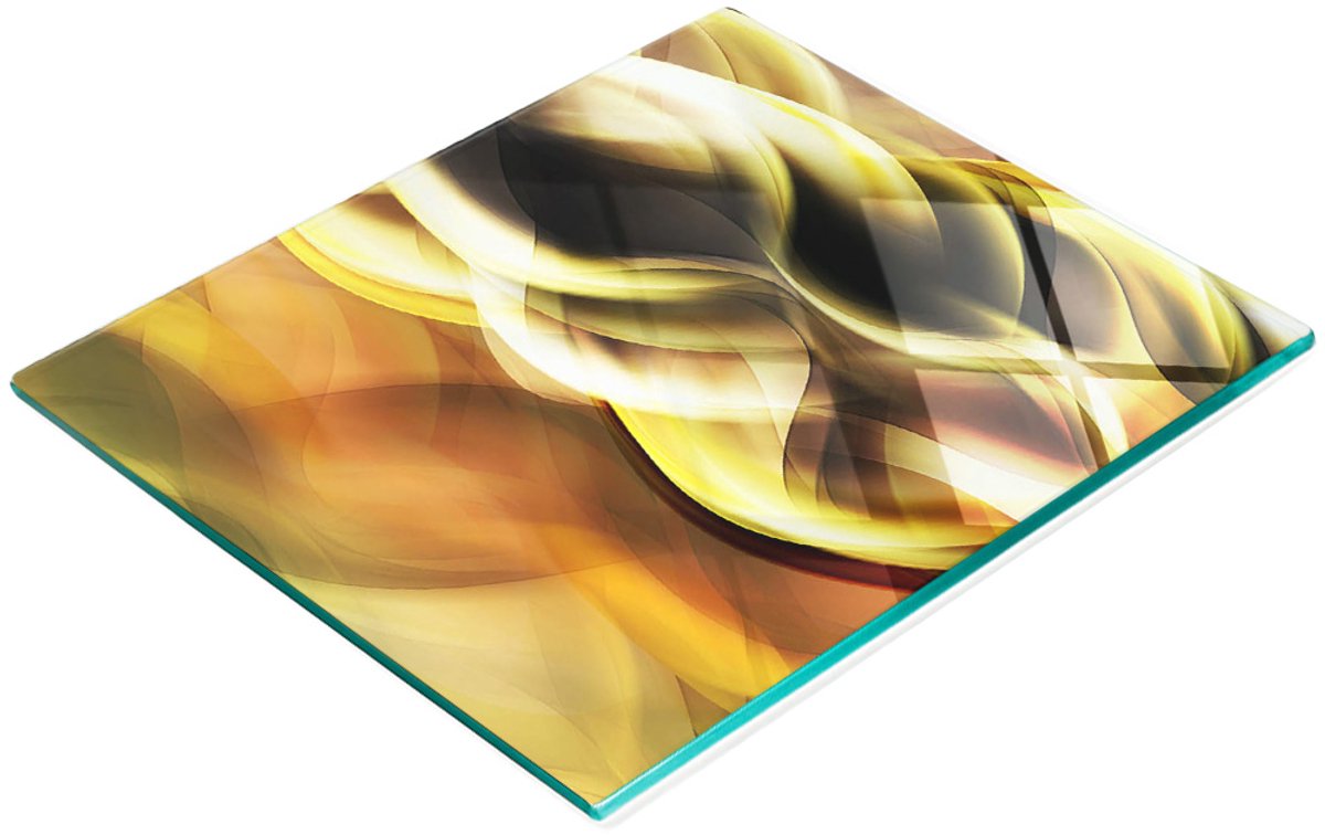 Keukenplank van gehard glas met decoratieve afbeeldingen, goudkleurig, 60x52 cm