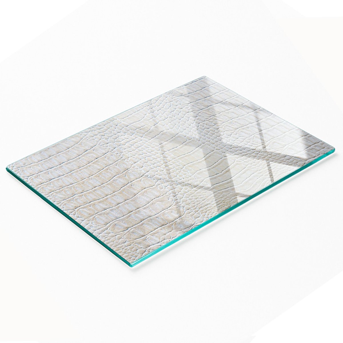Decoratieve glazen keukensnijplank met krokodillenprint, 80x52 cm