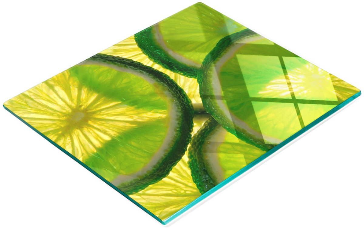 Glazen snijplank met decoratieve limoenprint, 60x52 cm