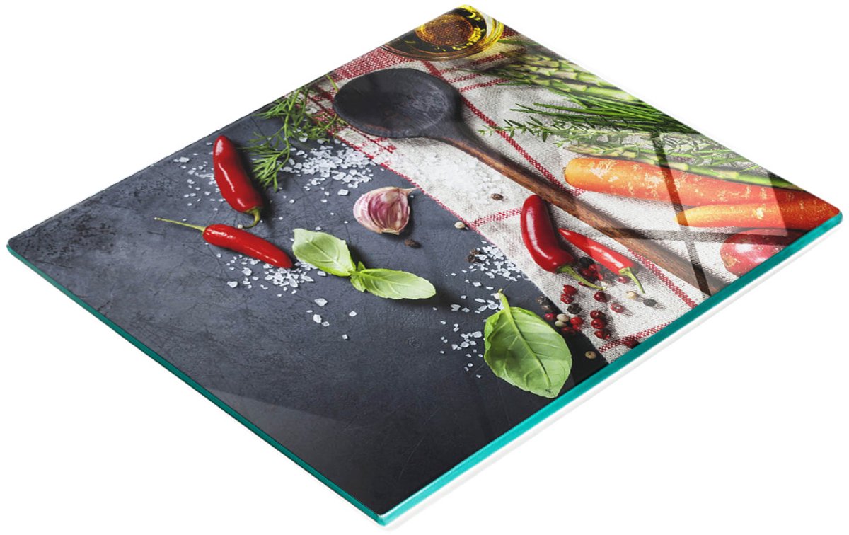 Decoratieve glazen snij- en serveerplank voor in de keuken, 60x52 cm