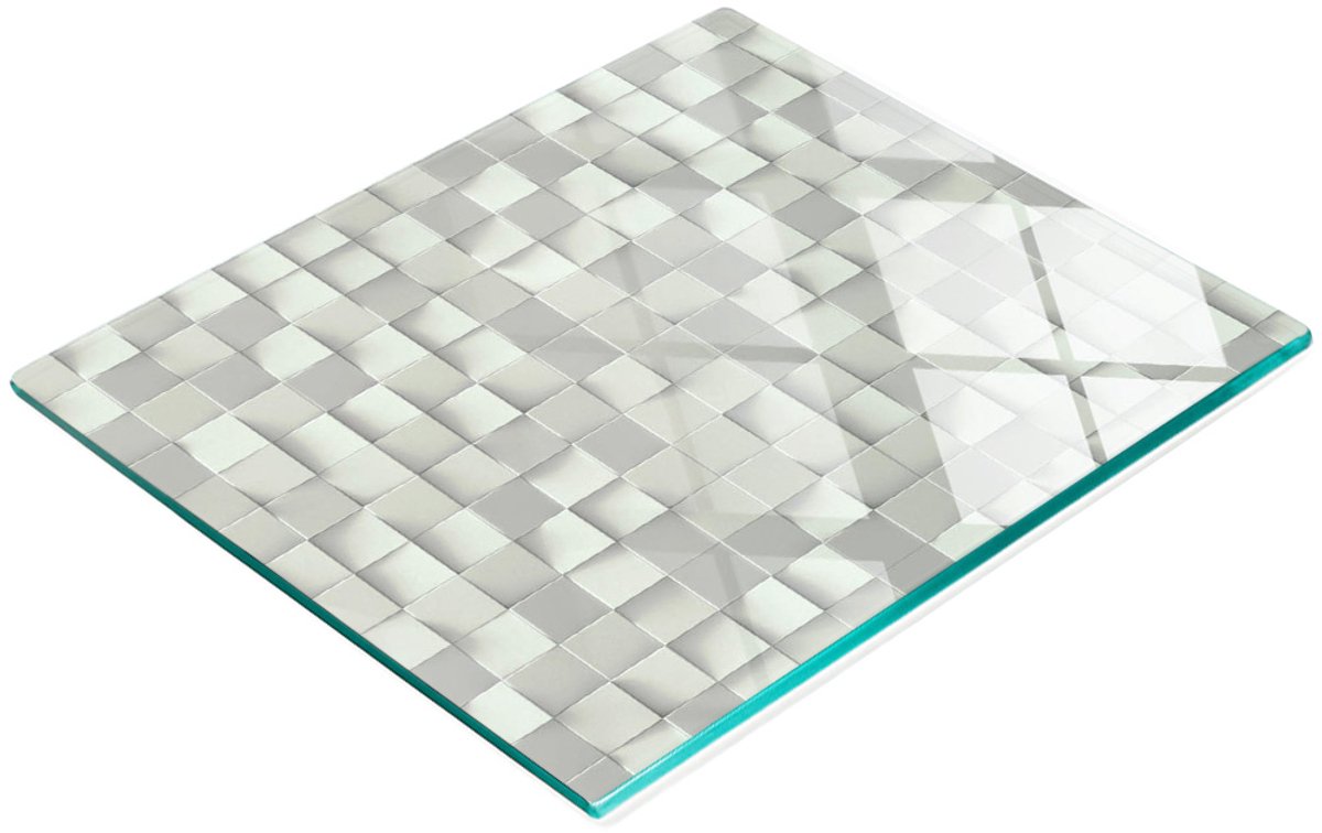 Keukenplank van gehard glas met grafische geometrische figuren, 60x52 cm