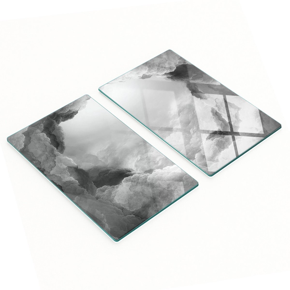 Glazen snijplanken met fractale wolkenprint, 2x30x52 cm