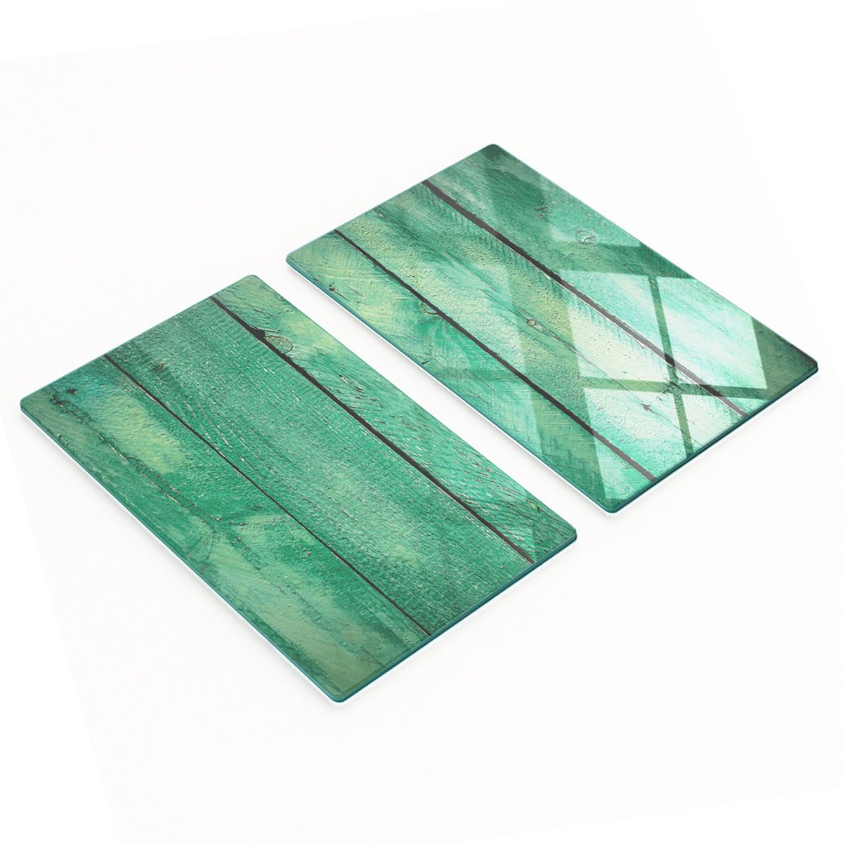 Duurzame en stijlvolle glazen planken met houtnerfpatroon, groene planken 2x30x52 cm