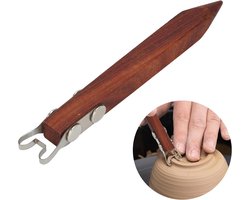 Gereedschap voor het bewerken van klei, geschikt voor het bijwerken van klei en keramische voetstukken, graveermes voor de draaischijf, roestvrijstalen mes met handvat van rood sandelhout — (breedte 4 mm)